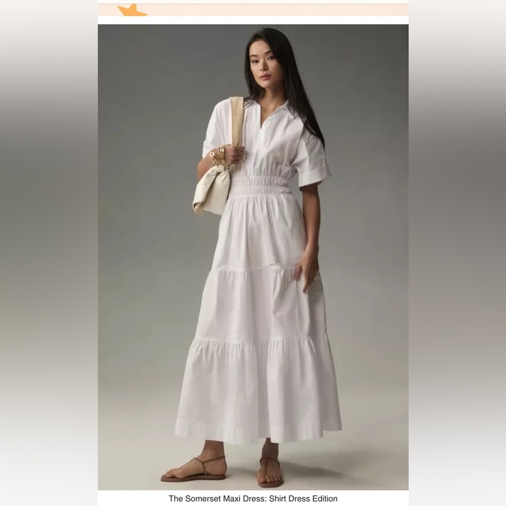 Anthropologie White Somerset Maxi Dress